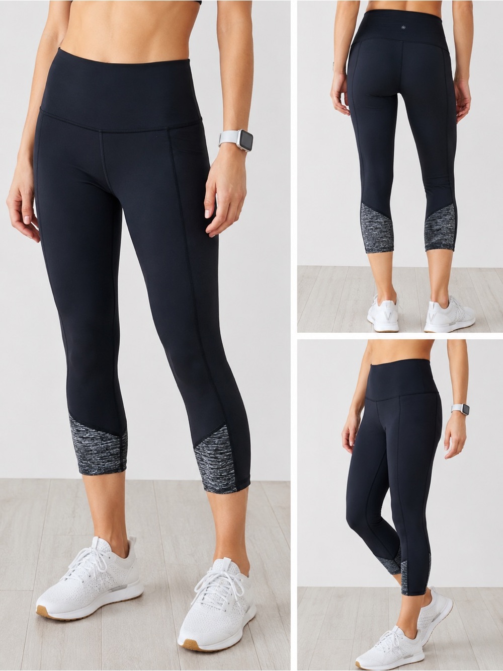 Lululemon Black Cropped Leggings Size 4 High Rise Athletic Capri Pants (w)